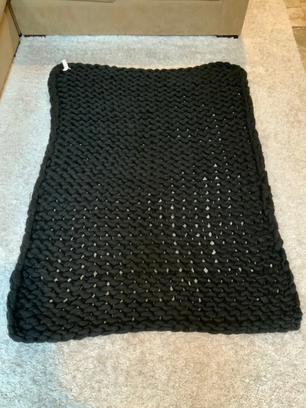Casaluna Black Hand knit Chunky Blanket Throw Dorm Minimalist Classic